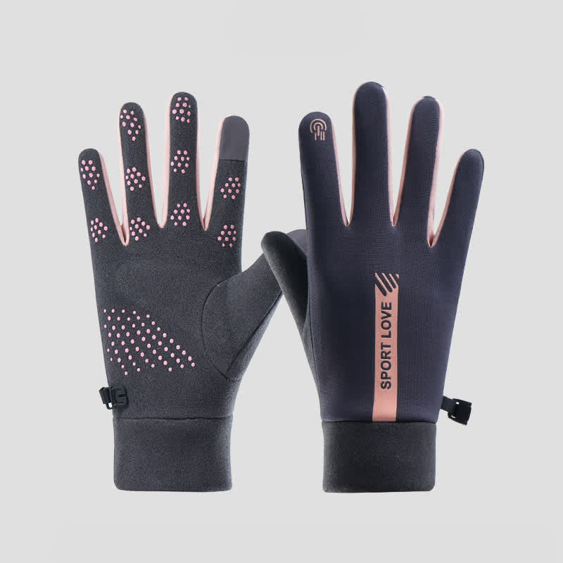 Sport Lover Non-slip Touch Screen Outdoor Cycling Gloves - Gray & Pink - image 4
