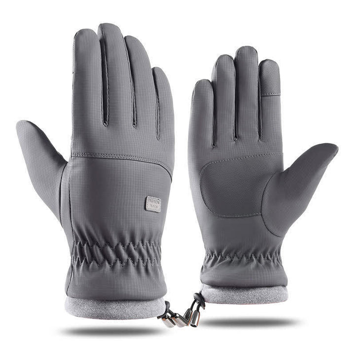 Winter Outdoor Touchscreen Elastic Cuff Riding Gloves - Gray - image 0