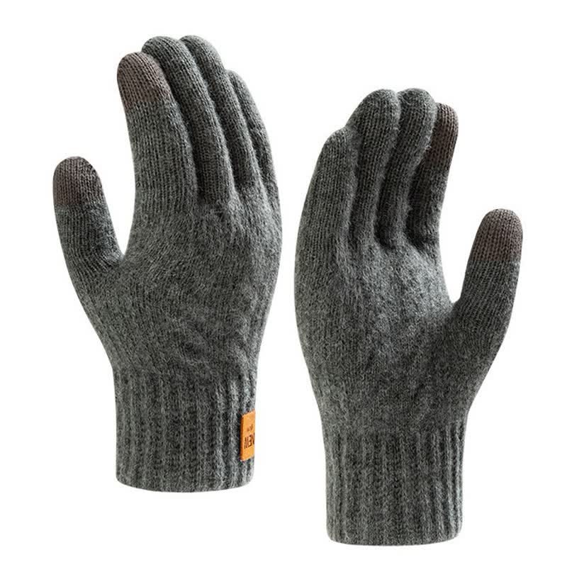 Solid Color Soft Warm Alpaca Fur Knitted Gloves - image 0