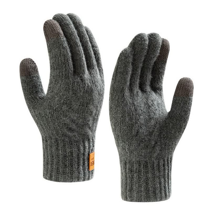 Solid Color Soft Warm Alpaca Fur Knitted Gloves - image 0