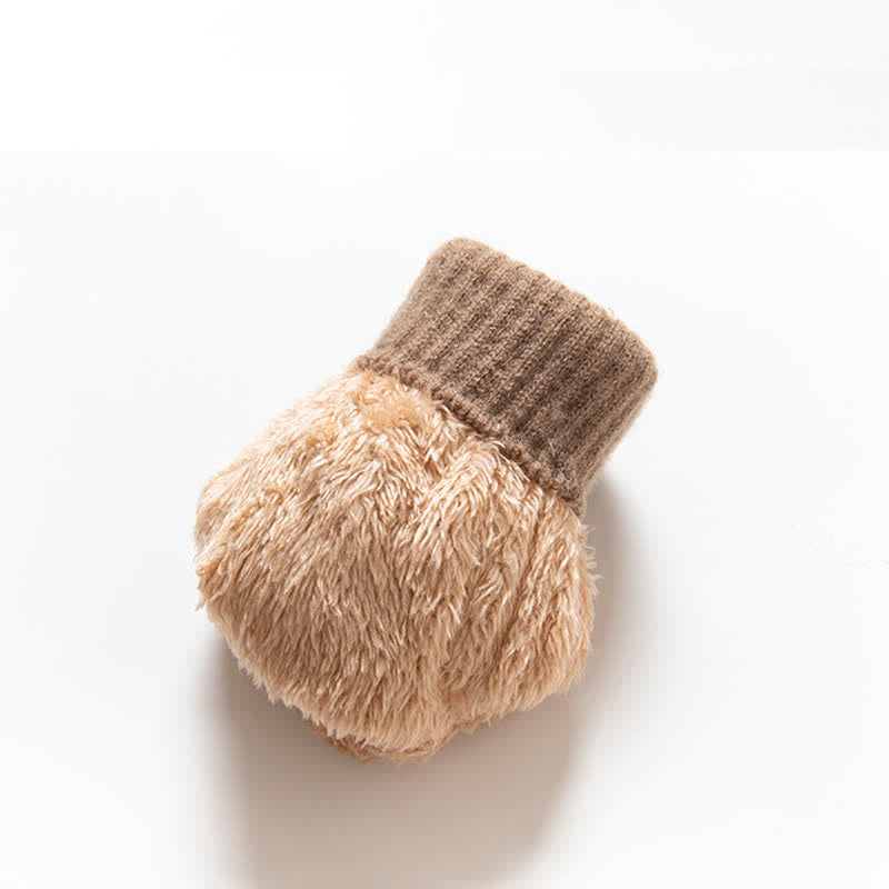 Solid Color Soft Warm Alpaca Fur Knitted Gloves - image 9