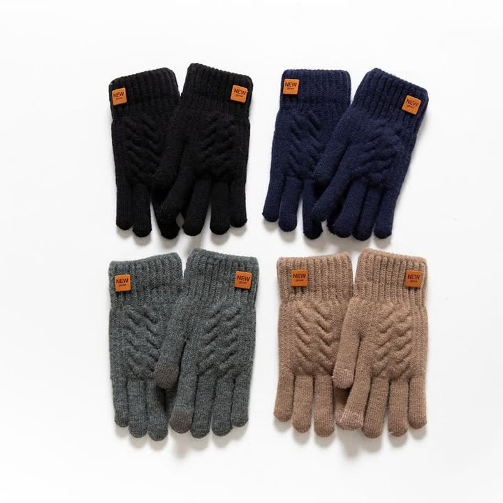 Solid Color Soft Warm Alpaca Fur Knitted Gloves - image 3