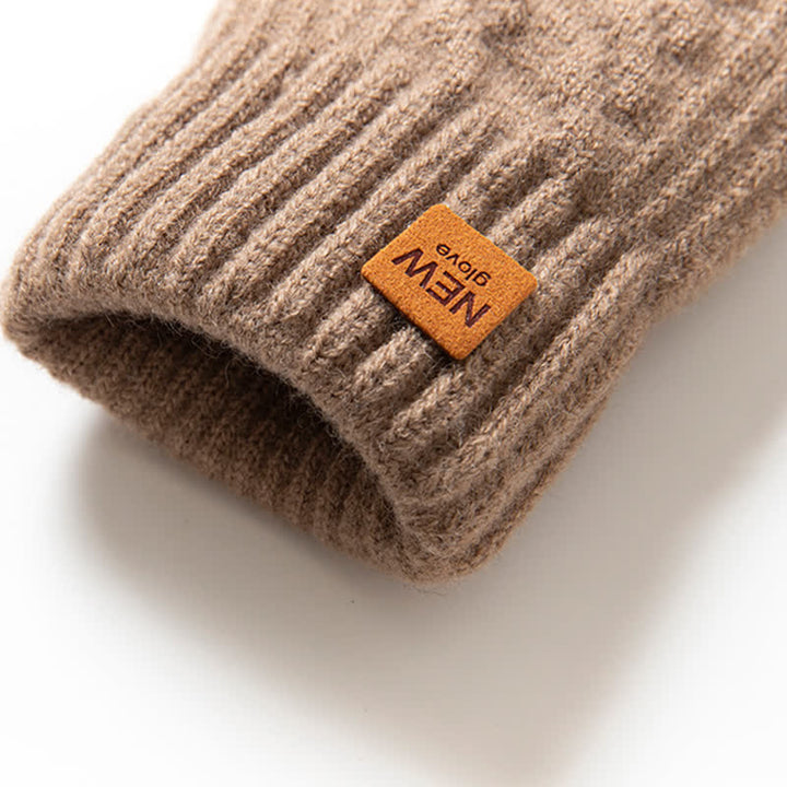 Solid Color Soft Warm Alpaca Fur Knitted Gloves - image 10