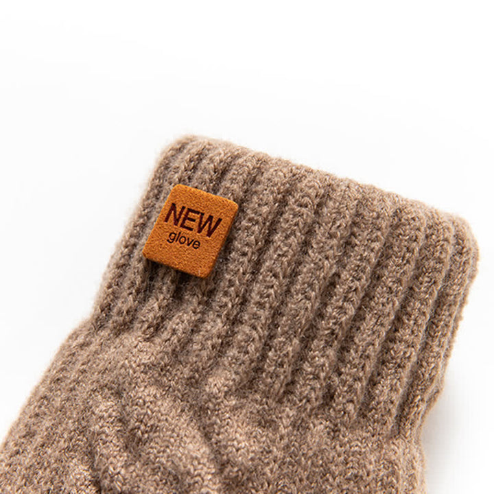 Solid Color Soft Warm Alpaca Fur Knitted Gloves - image 11