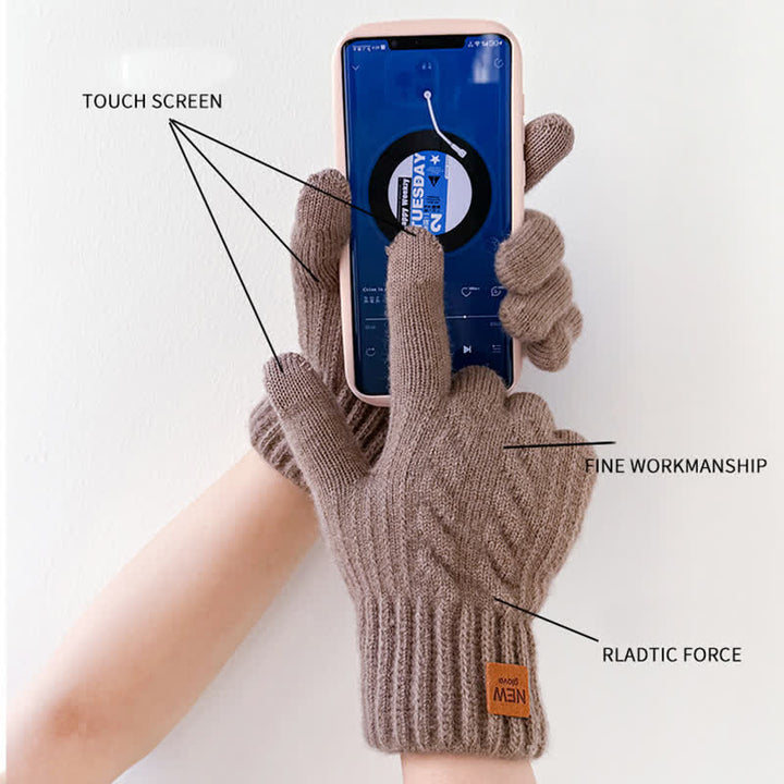 Solid Color Soft Warm Alpaca Fur Knitted Gloves - image 4