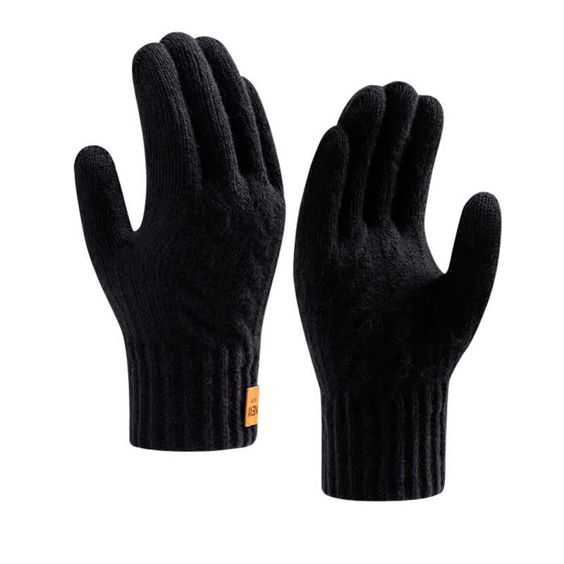 Solid Color Soft Warm Alpaca Fur Knitted Gloves - image 13