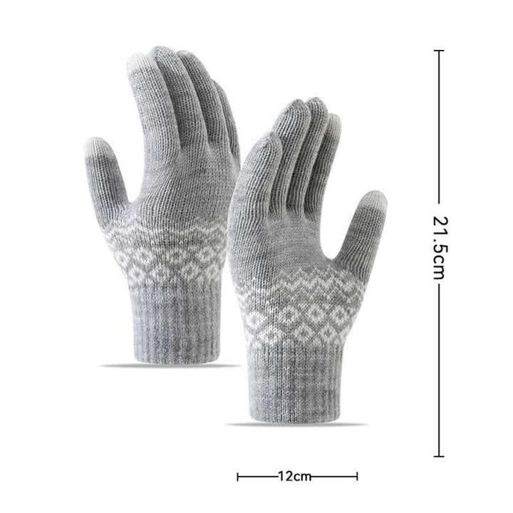 Wave Print Touch Screen Warm Plus Velvet Knitted Gloves - image 5