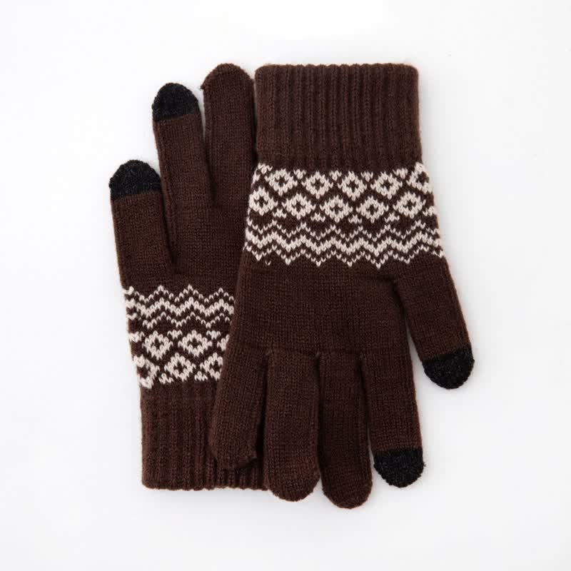 Wave Print Touch Screen Warm Plus Velvet Knitted Gloves - image 12