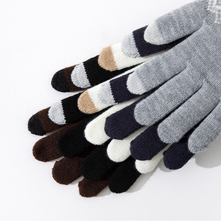 Wave Print Touch Screen Warm Plus Velvet Knitted Gloves - image 8