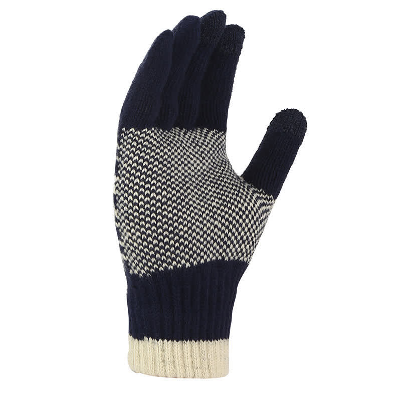 Snowflake Pattern Winter Thicken Knitted Gloves - image 3