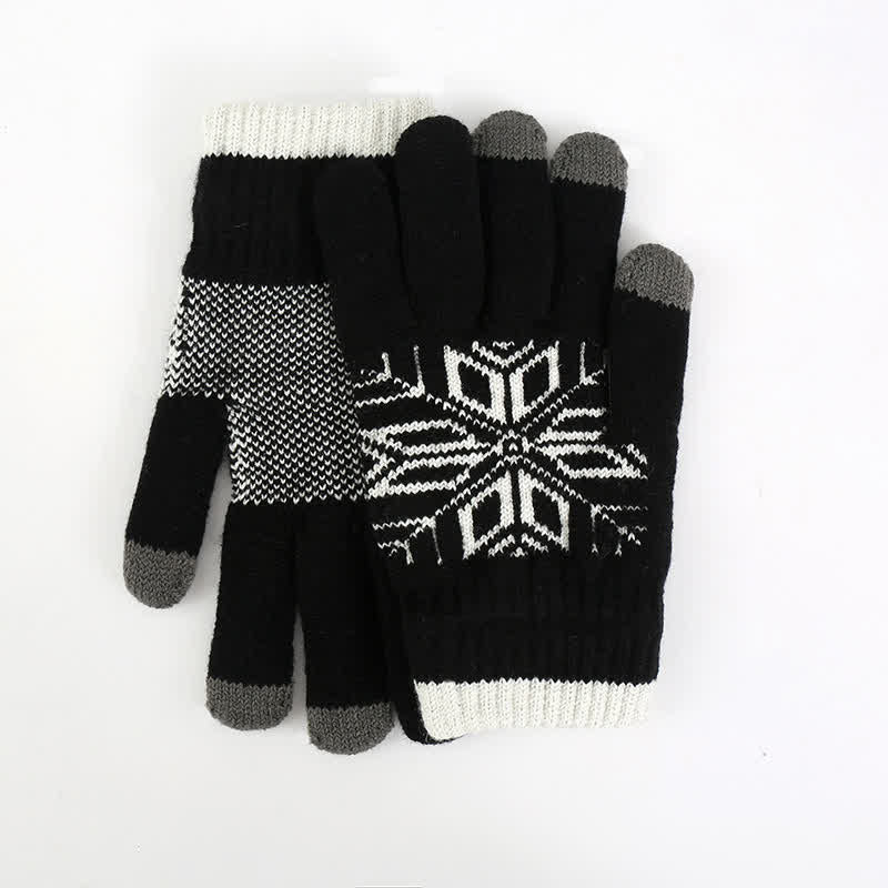 Snowflake Pattern Winter Thicken Knitted Gloves - image 12