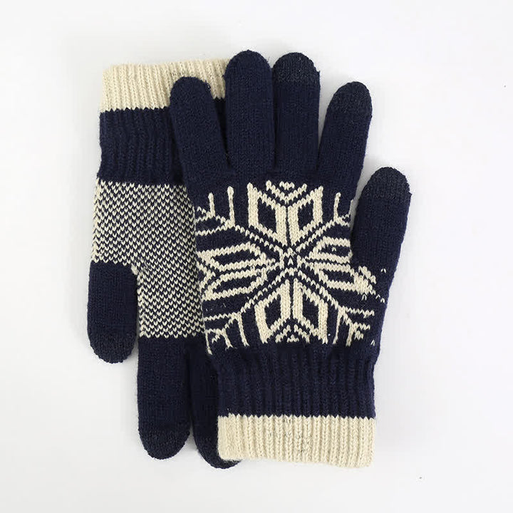 Snowflake Pattern Winter Thicken Knitted Gloves - image 2