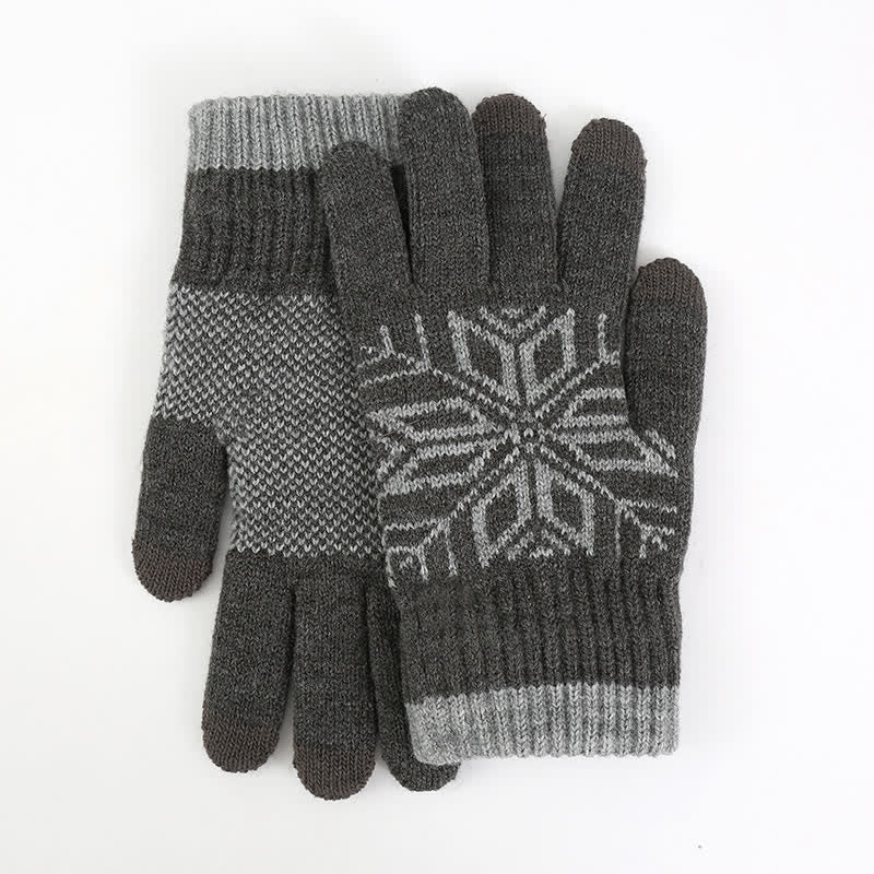 Snowflake Pattern Winter Thicken Knitted Gloves - image 9