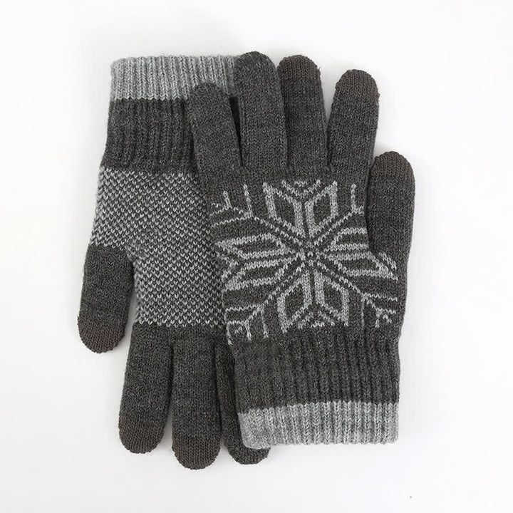 Snowflake Pattern Winter Thicken Knitted Gloves - image 9