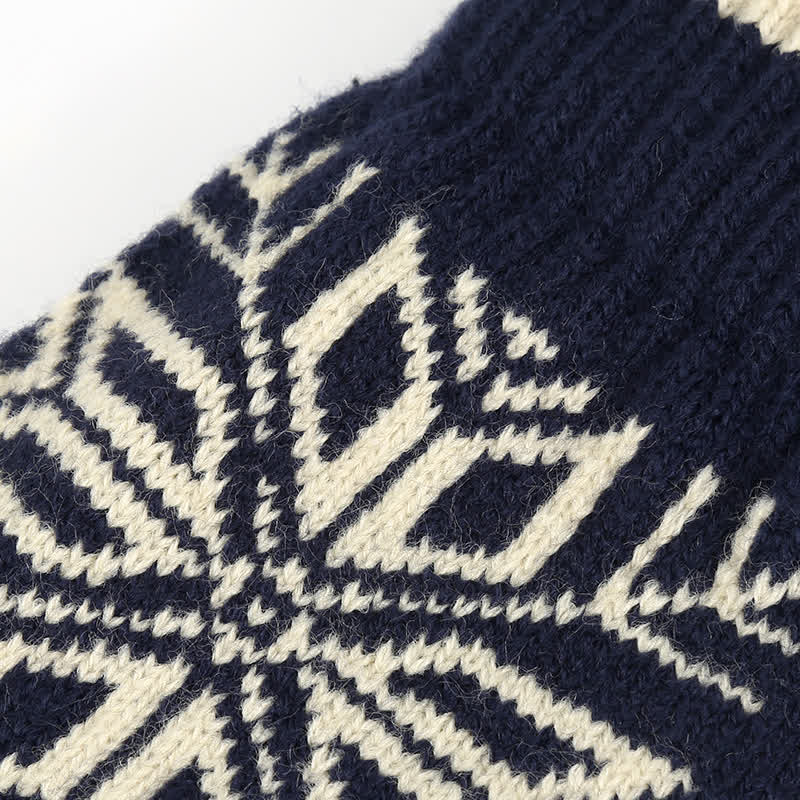 Snowflake Pattern Winter Thicken Knitted Gloves - image 7