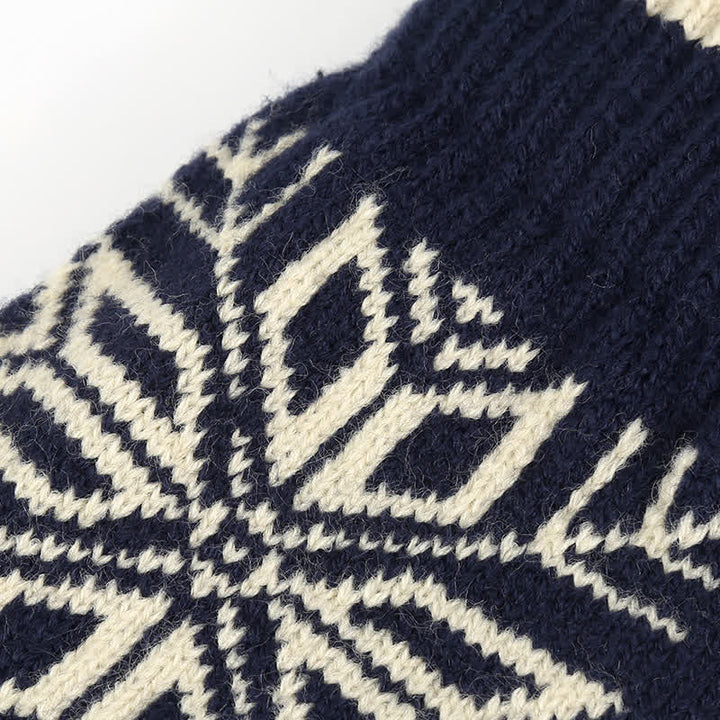 Snowflake Pattern Winter Thicken Knitted Gloves - image 7