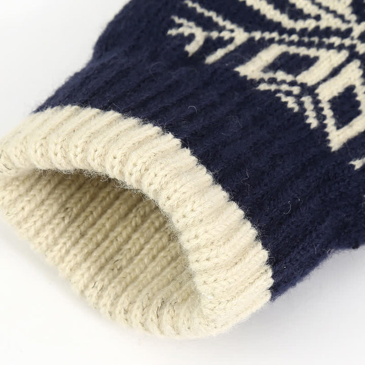 Snowflake Pattern Winter Thicken Knitted Gloves - image 4