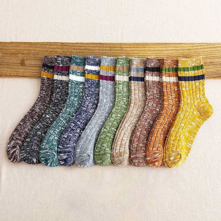 10 Pairs of Snowflake Print Striped Crew Socks - image 3