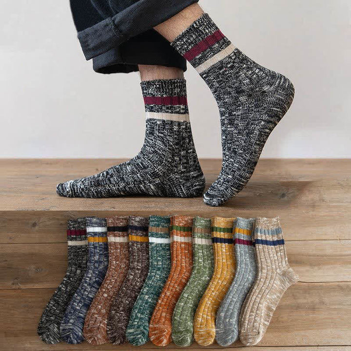 10 Pairs of Snowflake Print Striped Crew Socks - image 1