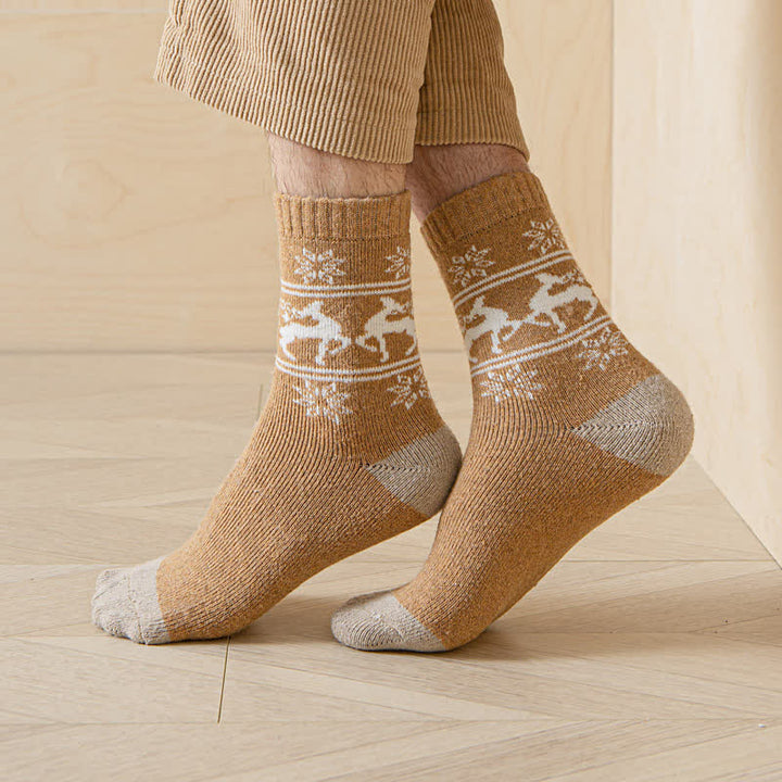 5 Pairs of Snowflake Elk Print Cotton Crew Socks - image 3
