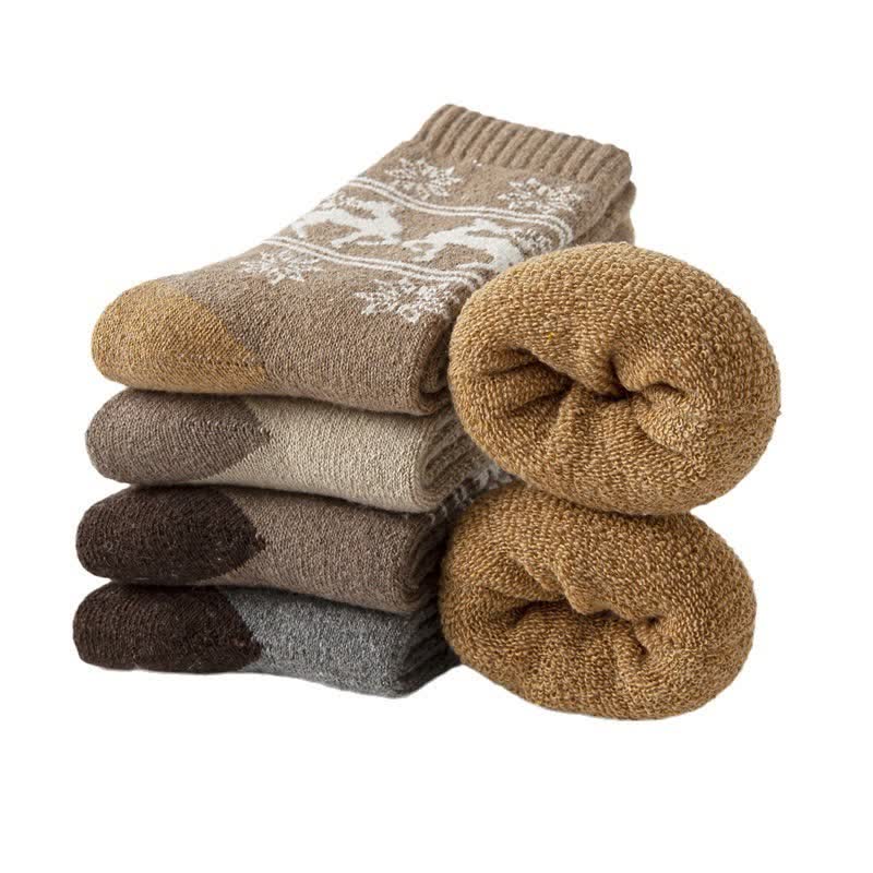 5 Pairs of Snowflake Elk Print Cotton Crew Socks - image 7