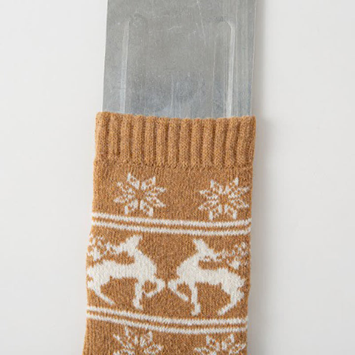 5 Pairs of Snowflake Elk Print Cotton Crew Socks - image 4