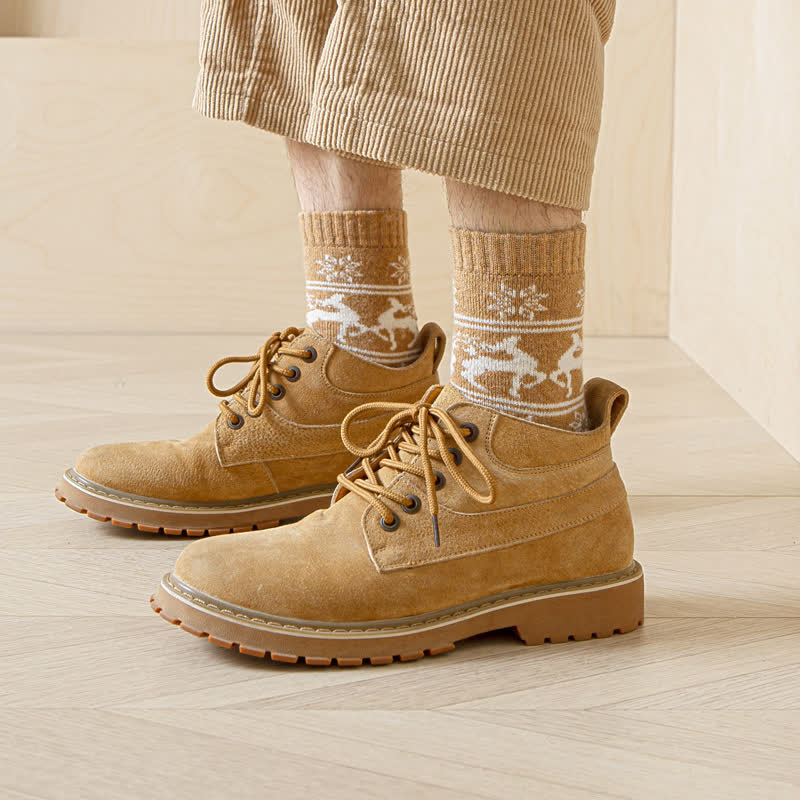 5 Pairs of Snowflake Elk Print Cotton Crew Socks - image 2