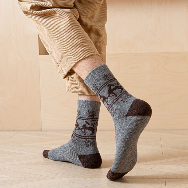 5 Pairs of Snowflake Elk Print Cotton Crew Socks - image 8