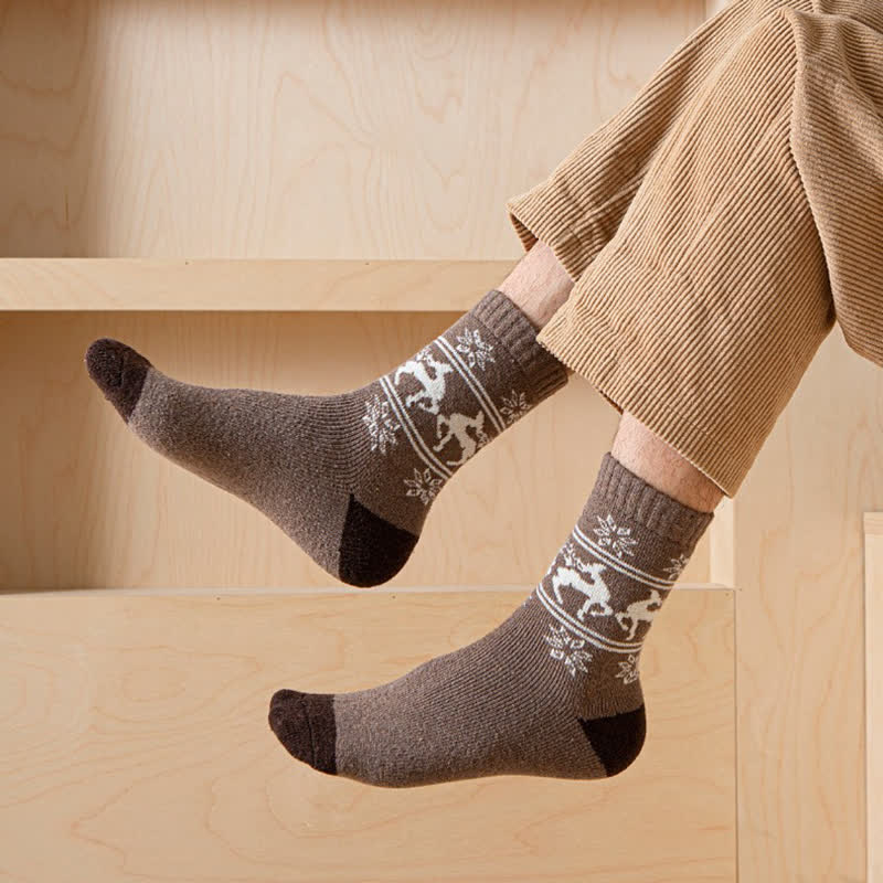 5 Pairs of Snowflake Elk Print Cotton Crew Socks - image 10