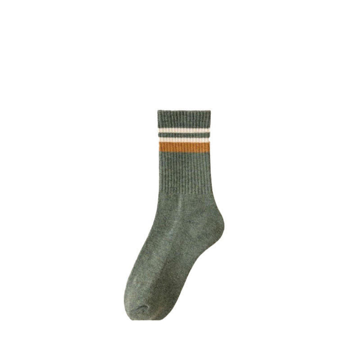 Classic Stripe Thicken Crew Socks - Green - 6 Pairs - One Size (US 6 - US 10) - image 9