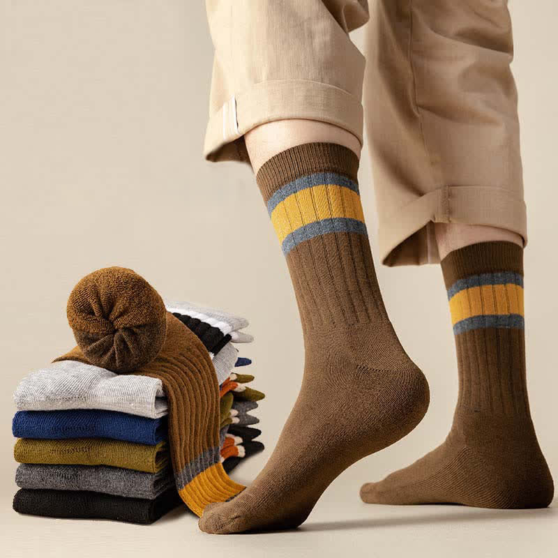 Multicolor Block Striped Causal Crew Socks - image 5