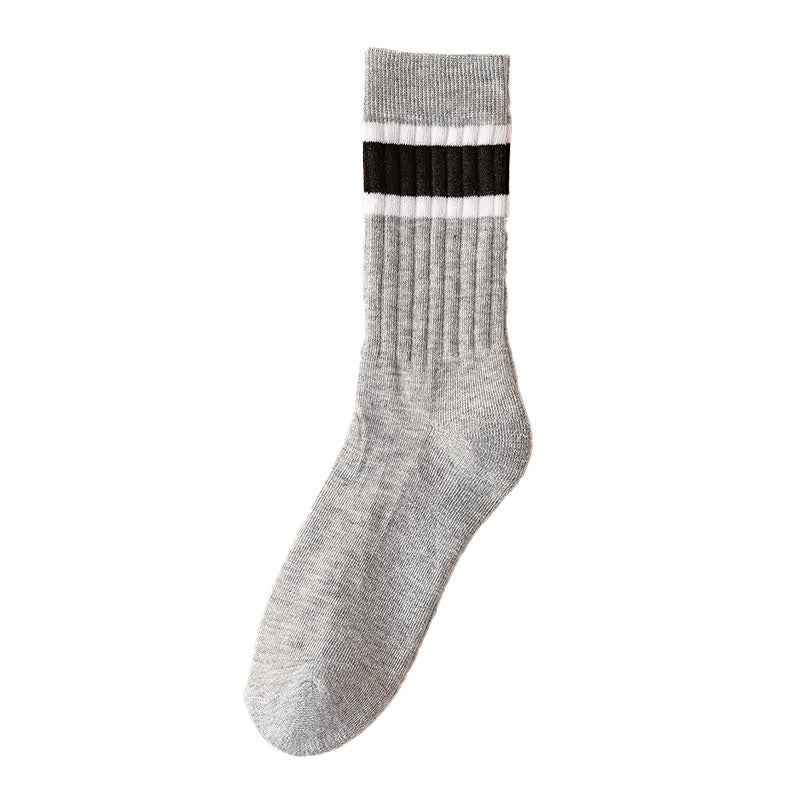 Multicolor Block Striped Causal Crew Socks - Light Gray - 6 Pairs - One Size (US 6.5 - US 10.5) - image 9