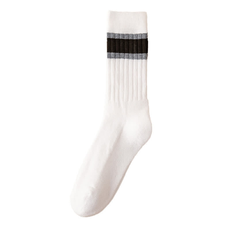 Multicolor Block Striped Causal Crew Socks - White - 6 Pairs - One Size (US 6.5 - US 10.5) - image 6
