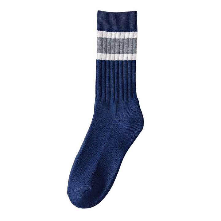Multicolor Block Striped Causal Crew Socks - Navy - 6 Pairs - One Size (US 6.5 - US 10.5) - image 12