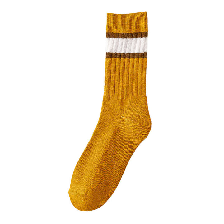 Multicolor Block Striped Causal Crew Socks - Yellow - 6 Pairs - One Size (US 6.5 - US 10.5) - image 10