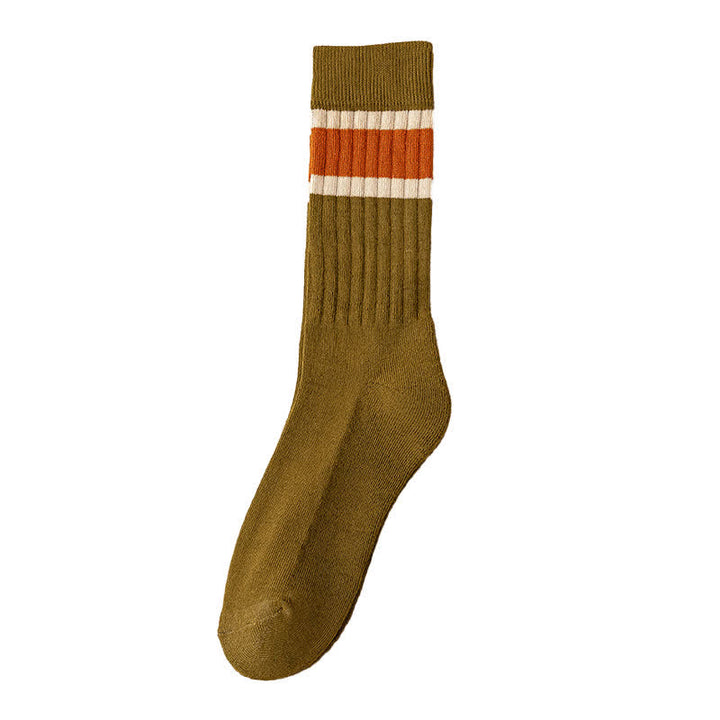 Multicolor Block Striped Causal Crew Socks - Army Green - 6 Pairs - One Size (US 6.5 - US 10.5) - image 11