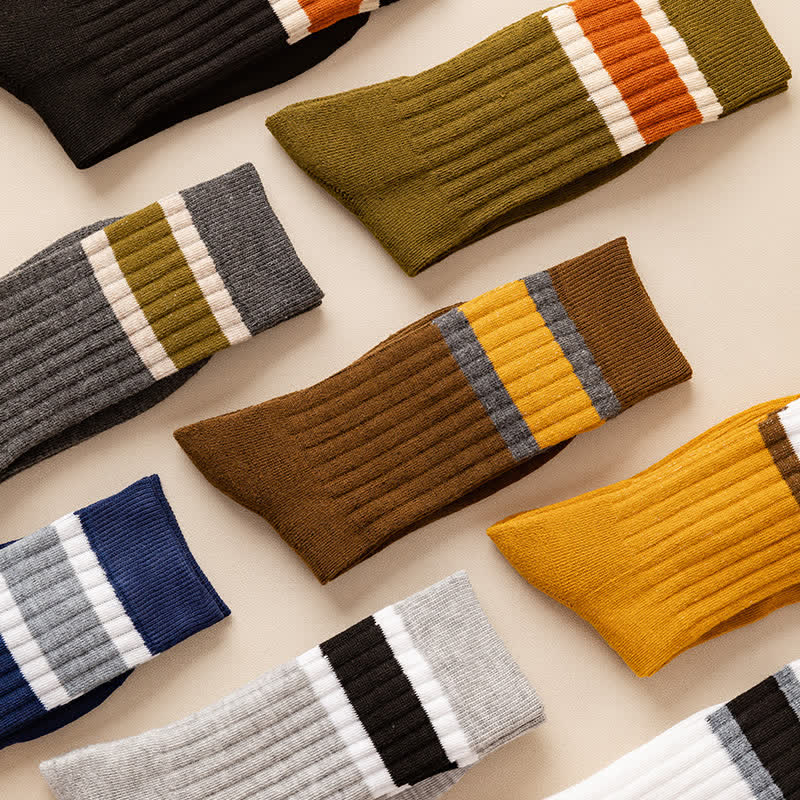 Multicolor Block Striped Causal Crew Socks - image 1