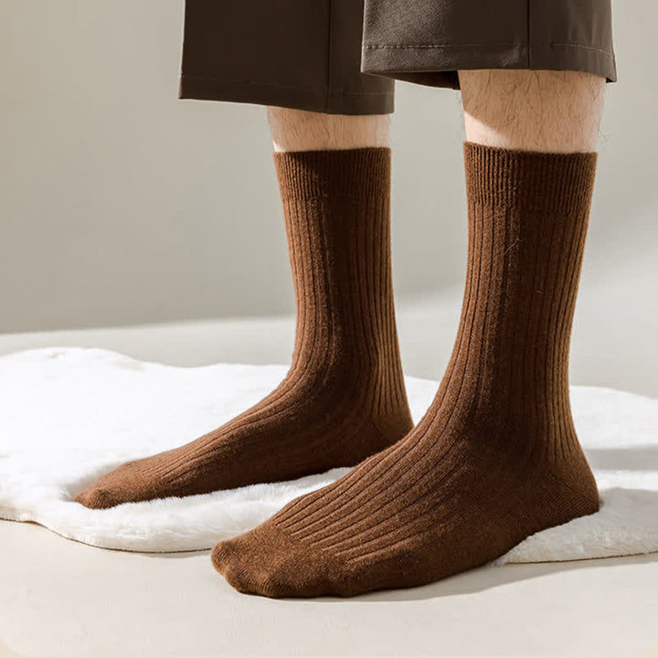 Men's Solid Color Comfortable Breathable Crew Socks - image 3