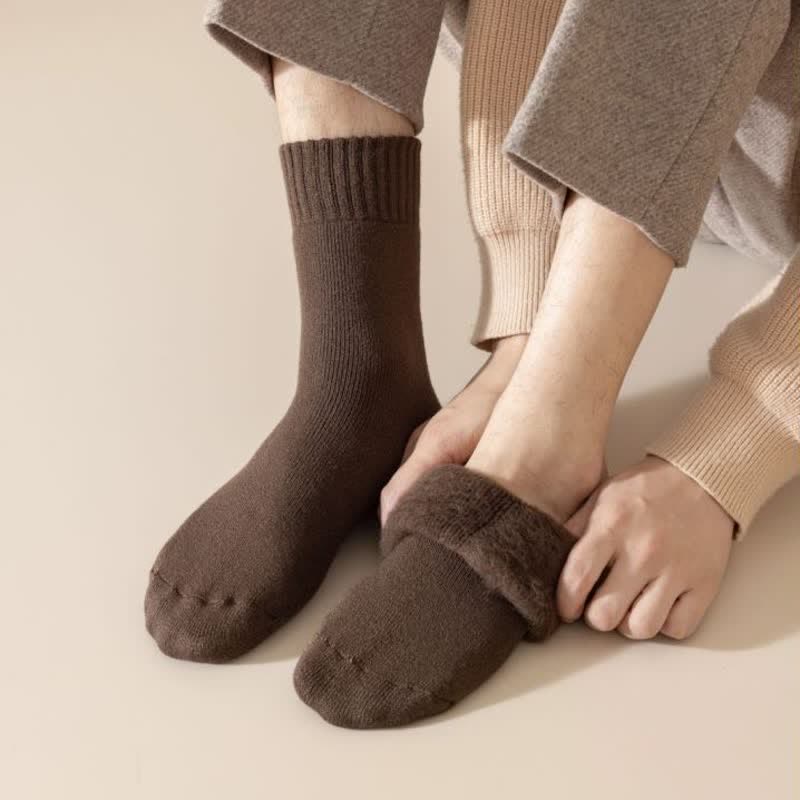 Men's Winter Warm Solid Color Cashmere Crew Socks - image 6