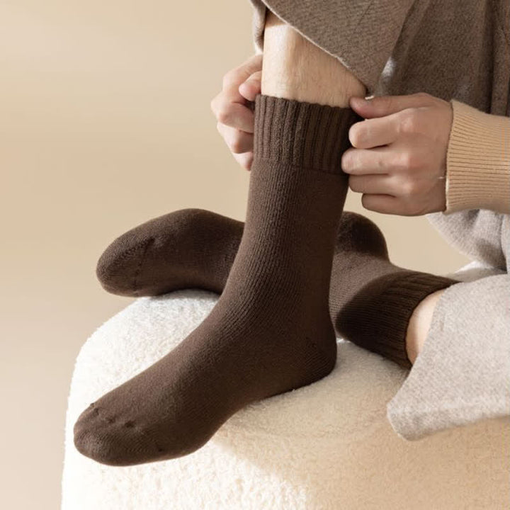 Men's Winter Warm Solid Color Cashmere Crew Socks - image 7