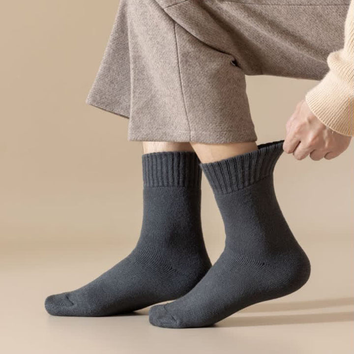 Men's Winter Warm Solid Color Cashmere Crew Socks - image 3