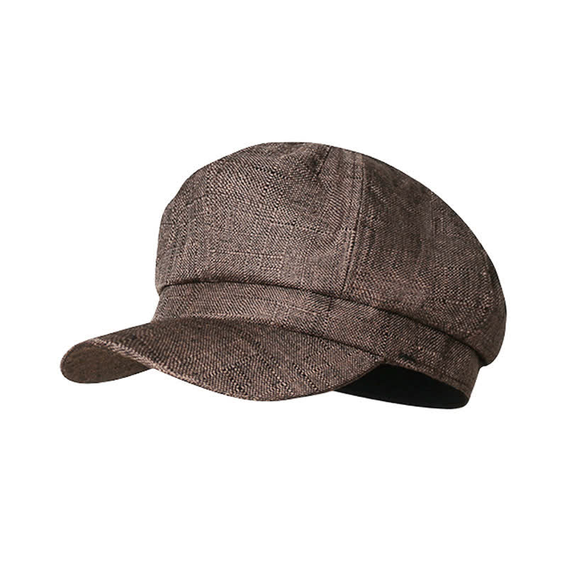 Vintage Octagonal Newsboy Breathable Beret Hat - Brown - Adjustable (23 1/4"-24 1/2") - image 0