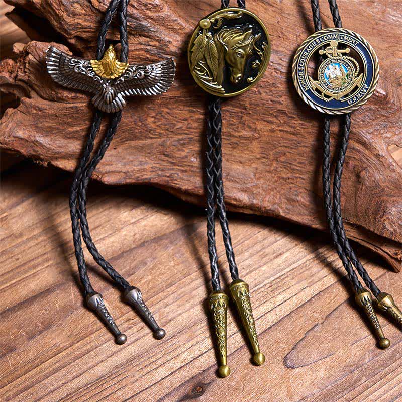 Retro Horse Flying Eagle Navy Anchor Bolo Ties Bundle Set - image 4