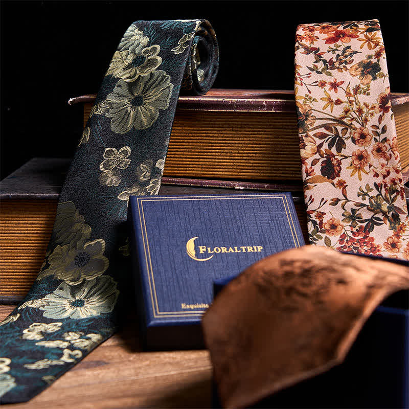 Elegant Casual Floral 3Pcs Neckties Bundle Set - image 2