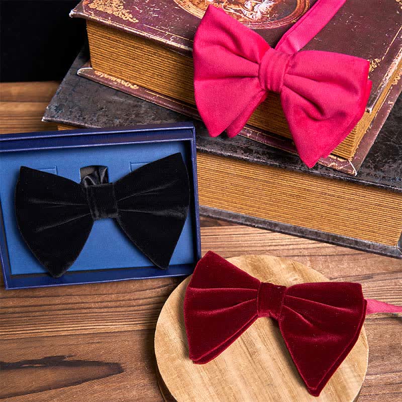 3Pcs Red Series Oversized Velvet Bow Ties Bundle Set - Bundle Set - image 0