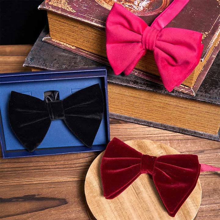 3Pcs Red Series Oversized Velvet Bow Ties Bundle Set - Bundle Set - image 0