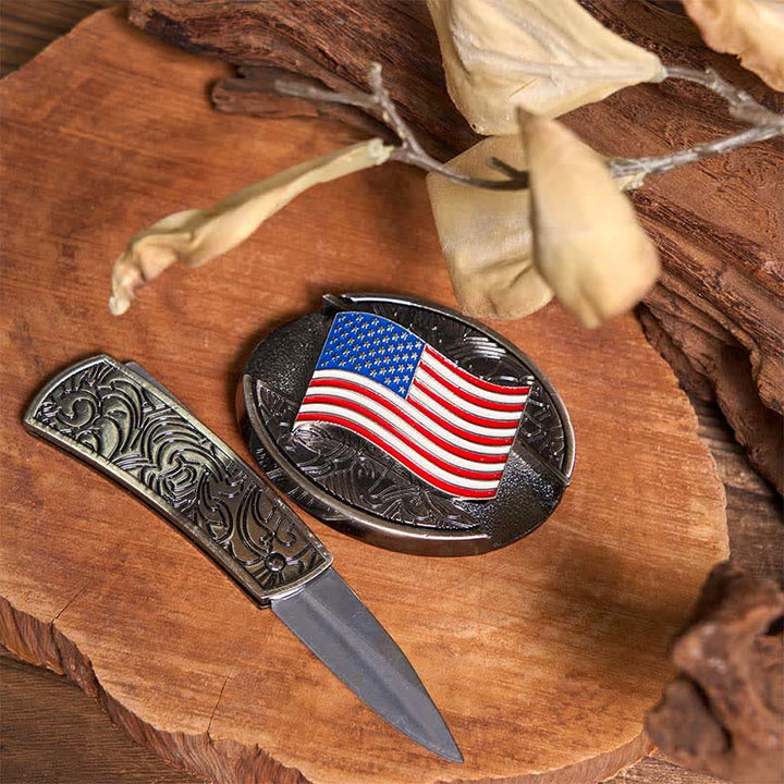 Double Pistols & USA Flag DIY Hidden Knife Buckle Bundle Set  - image 3