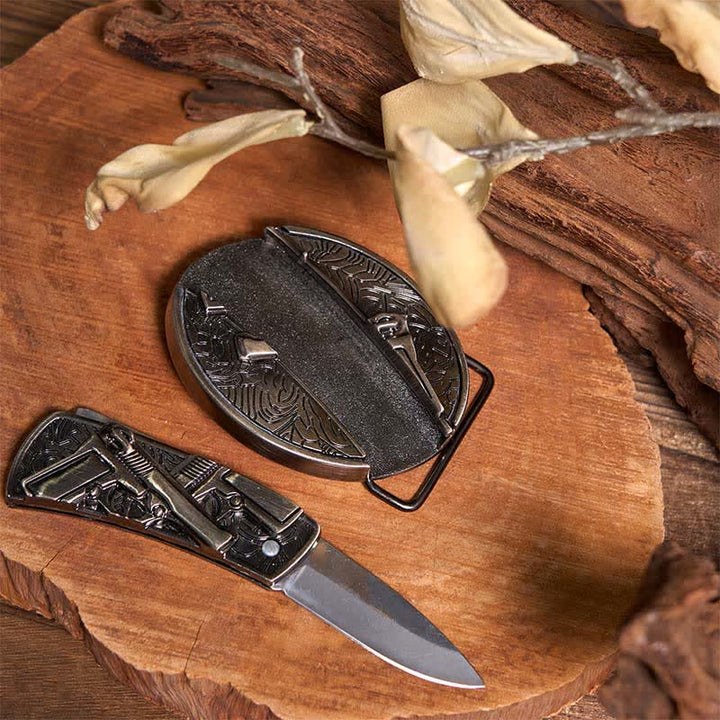 Double Pistols & USA Flag DIY Hidden Knife Buckle Bundle Set  - image 1