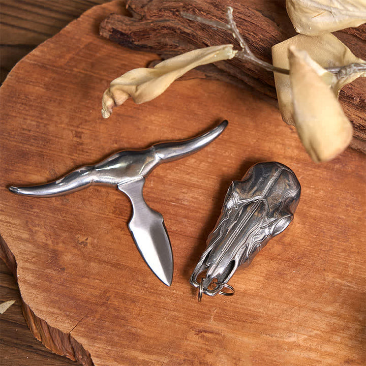 DIY Hidden Knife Snake Buckle Longhorn Bull Pendant Needle Necklace Bundle Set  - image 4