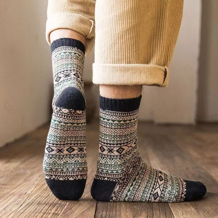 Men's Ethnic Style  Small Diamond Pattern Crew Socks - image 0